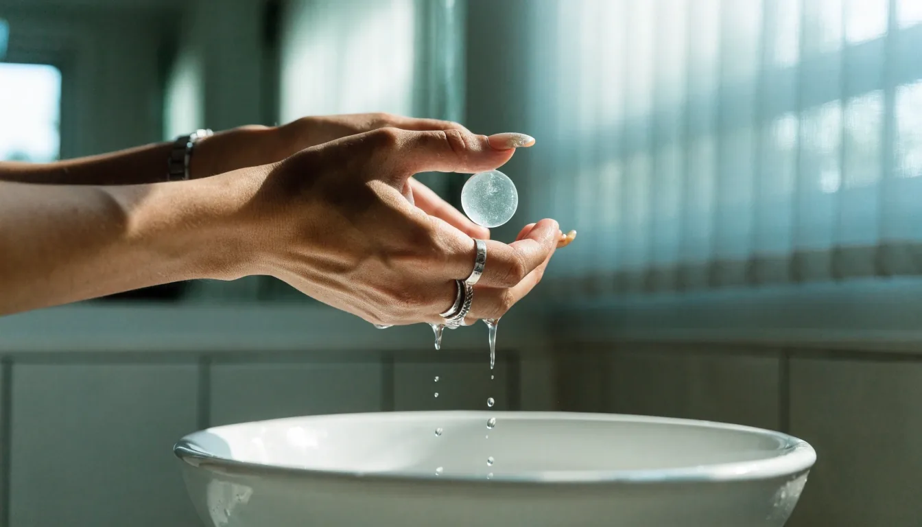 Wet hands over a plain basin, the moment to stop and seek a professional rather than write to an editorial inbox